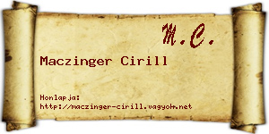 Maczinger Cirill névjegykártya